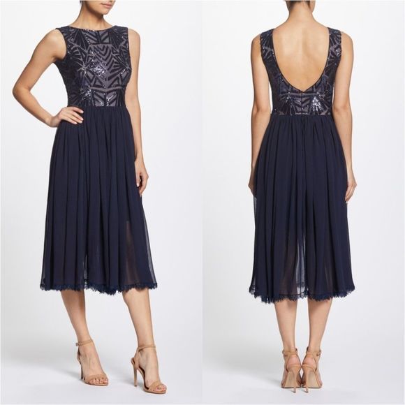 Dress the Population Dresses & Skirts - Cathy Art Deco Chiffon Midi